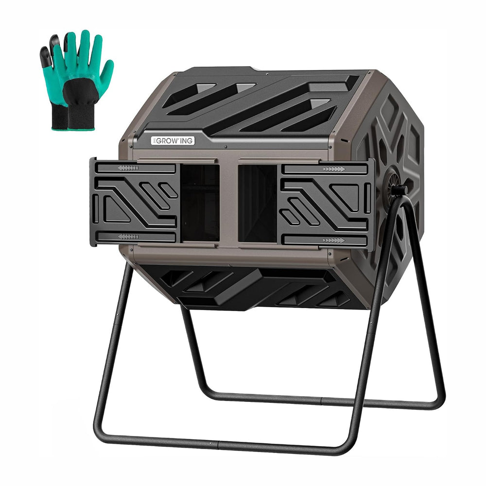THEGROW'ING Updated 43 Gallon Compost Bin Outdoor, Fast Assemble Tumbling
