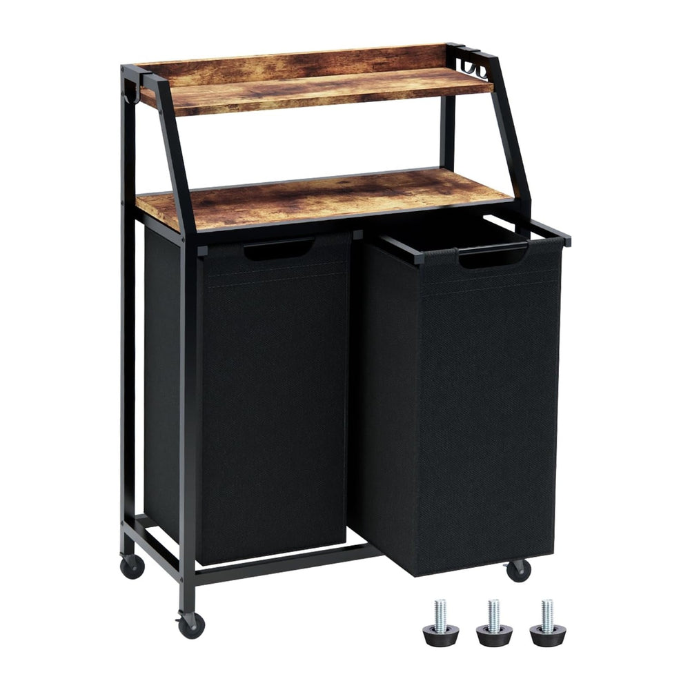 Timberer Laundry Hamper, Laundry Sorter 2 Section, Rolling Laundry Basket wit...
