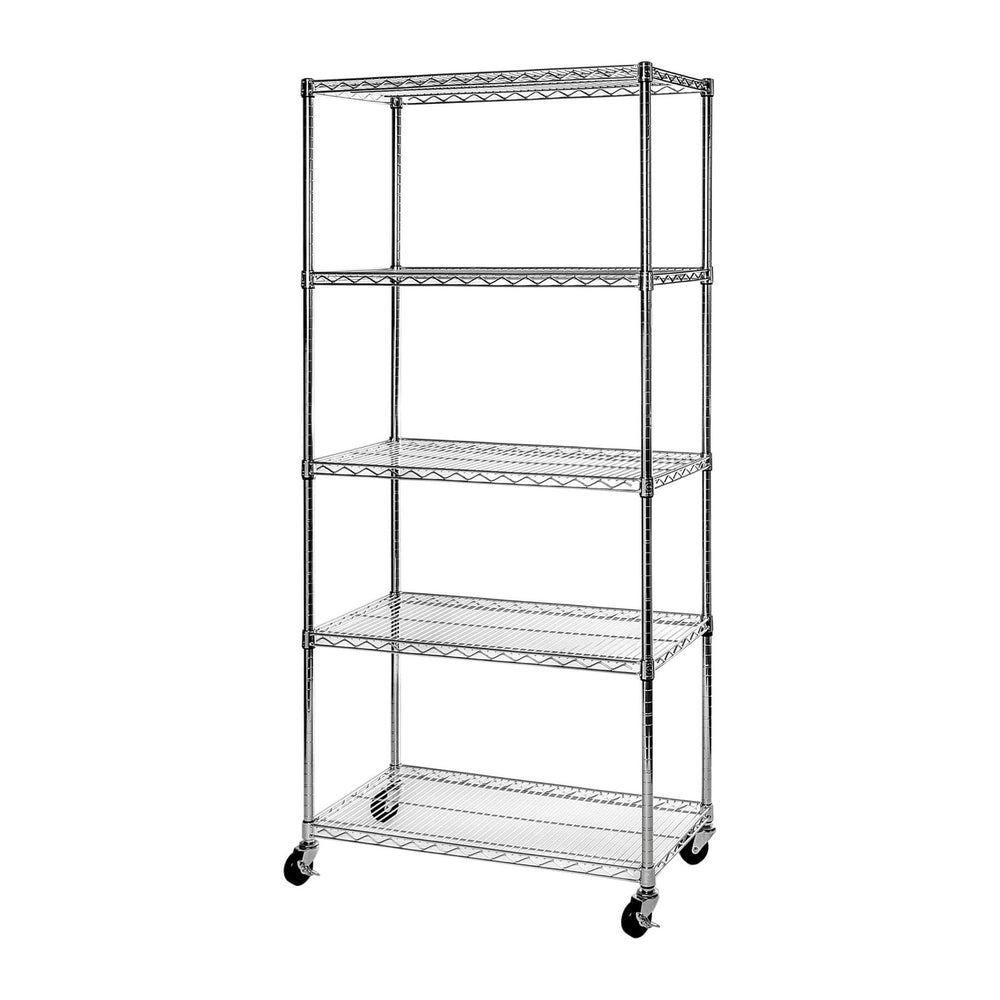 UltraDurable Commercial-Grade 5-Tier Steel Wire Shelving with Wheels, 36&quot...