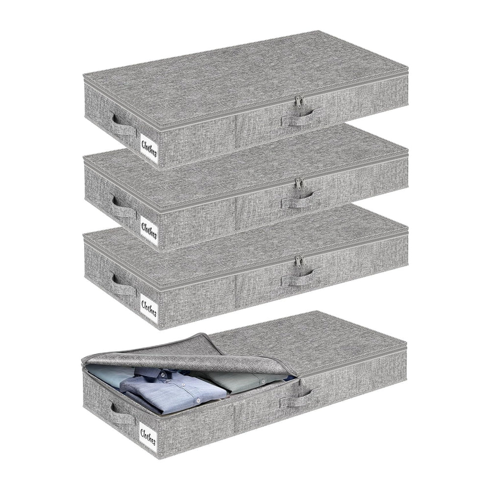 Under Bed Storage Container Bin 4 Pack, 4.5 Inch Slim Low Profile Underbed