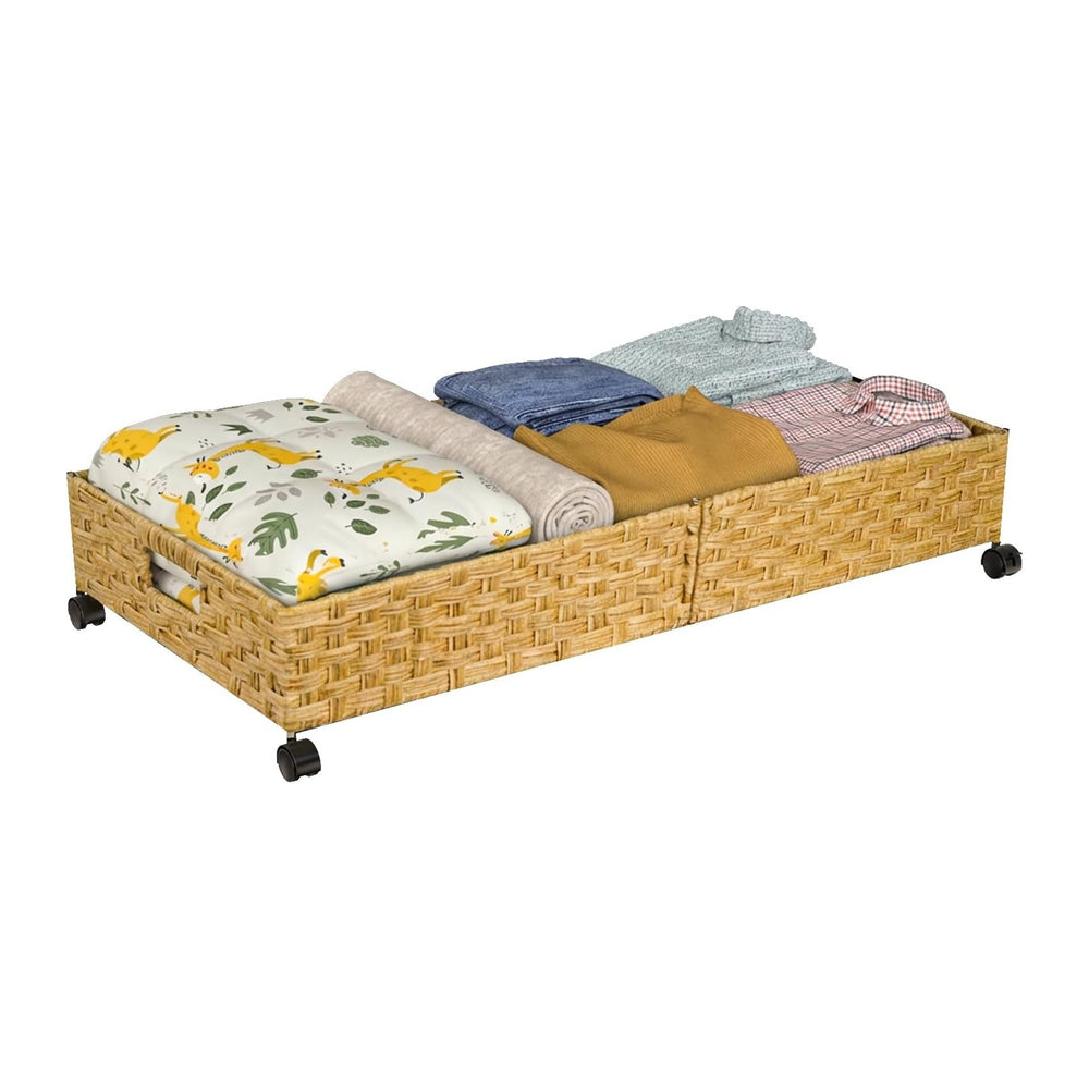 Under Bed Storage with Wheels, 31.5In/40L Large Rolling Underbed Storage Orga...