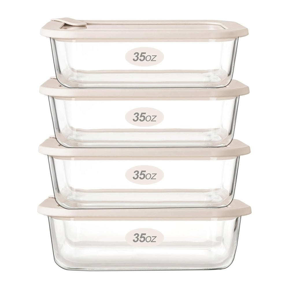 Urban Green Glass Food Storage Containers with Glass Lids, Microwave Safe Foo...