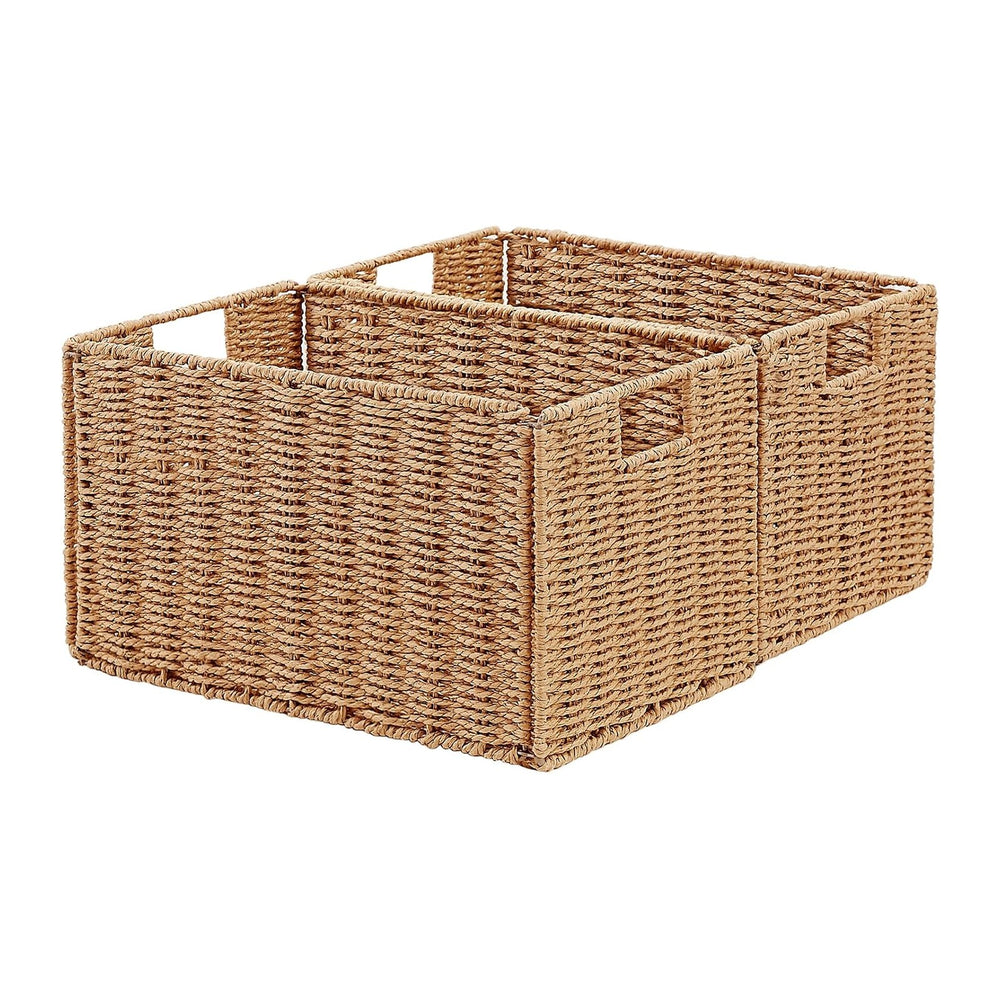 Vagusicc Wicker Storage Basket, Set of 2 Hand-Woven Paper Rope Wicker Basket,...