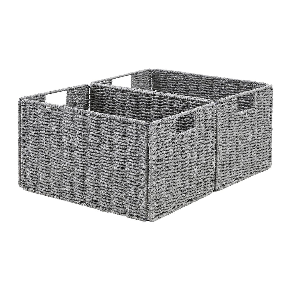 Vagusicc Wicker Storage Basket, Set of 2 Hand-Woven Paper Rope Wicker Basket,...