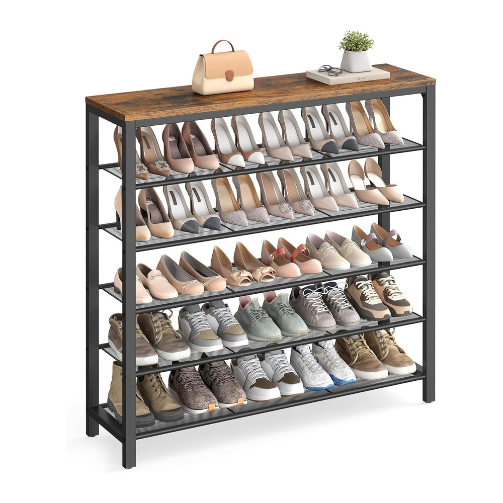 VASAGLE 6-Tier Shoe Rack, 24-30 Pairs, Metal Mesh