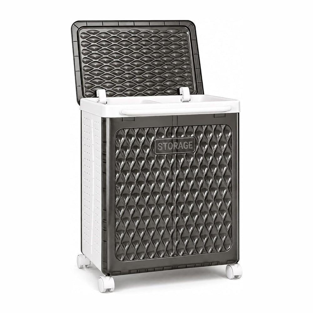 VECELO Rolling Laundry Hamper with Wheels and Lid, Foldable Plastic Laundry B...