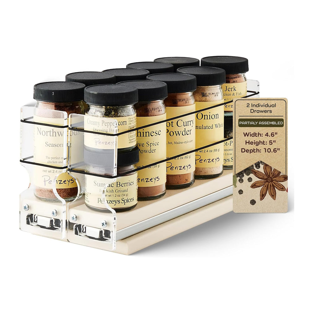 Vertical Spice - Narrow Pullout Spice Rack - Sliding Drawer for Kitchen Organ...