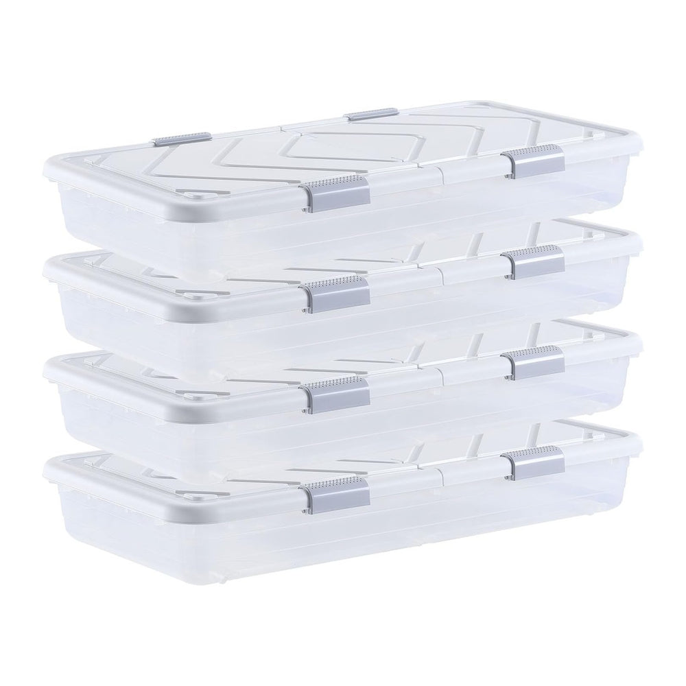 VEVOR Under Bed Storage with Wheels, 31.7 x 15.6 x 6.9 inch Underbed Containe...