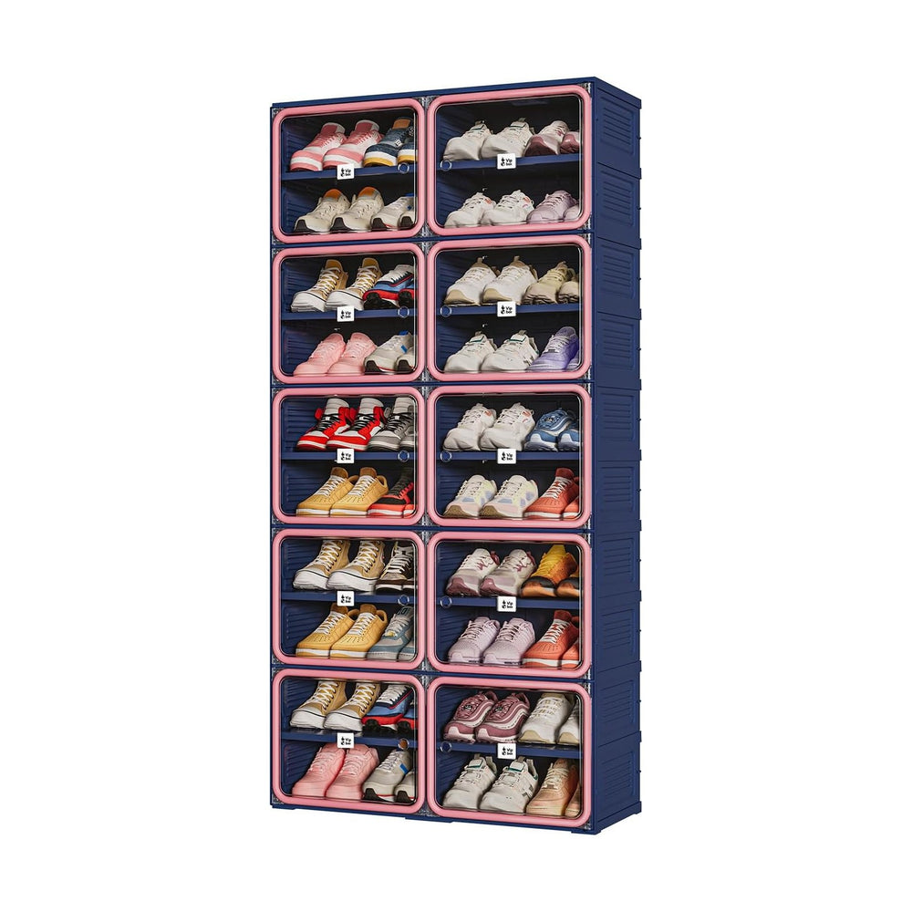 Vipbox Foldable Shoe Rack Organizer with 10-Tier Storage, Easy No-Tool Assemb...