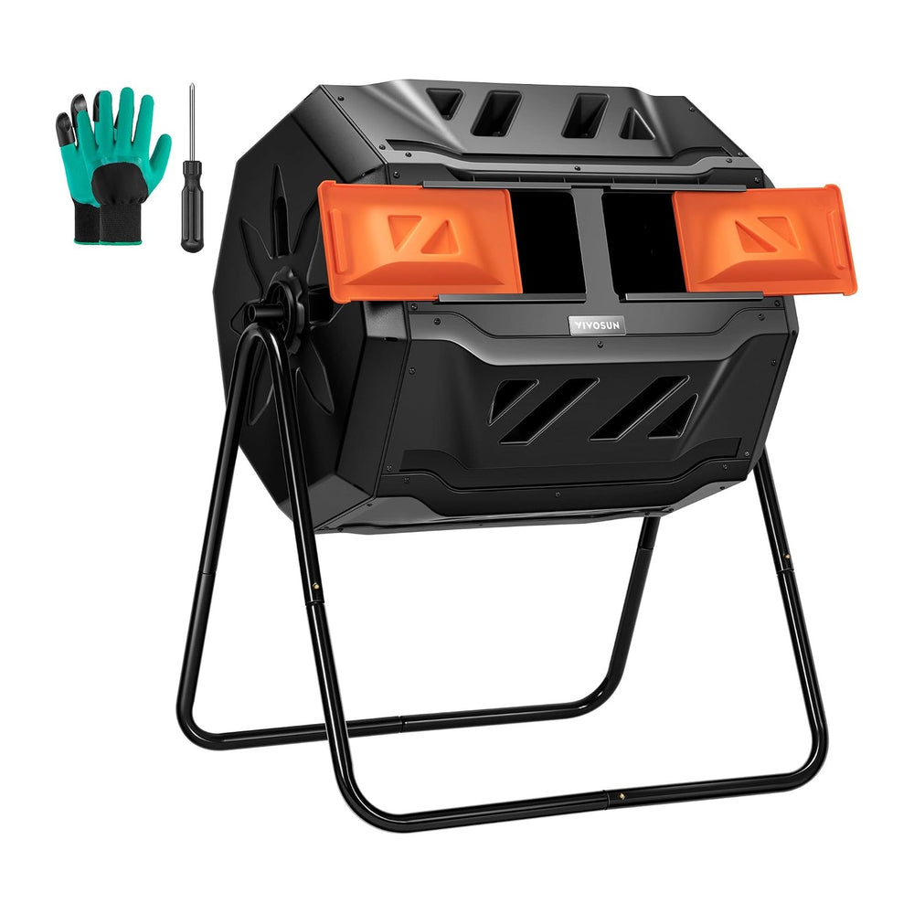 VIVOSUN Outdoor Tumbling Composter Dual Rotating Batch Compost Bin, 43 Gallon
