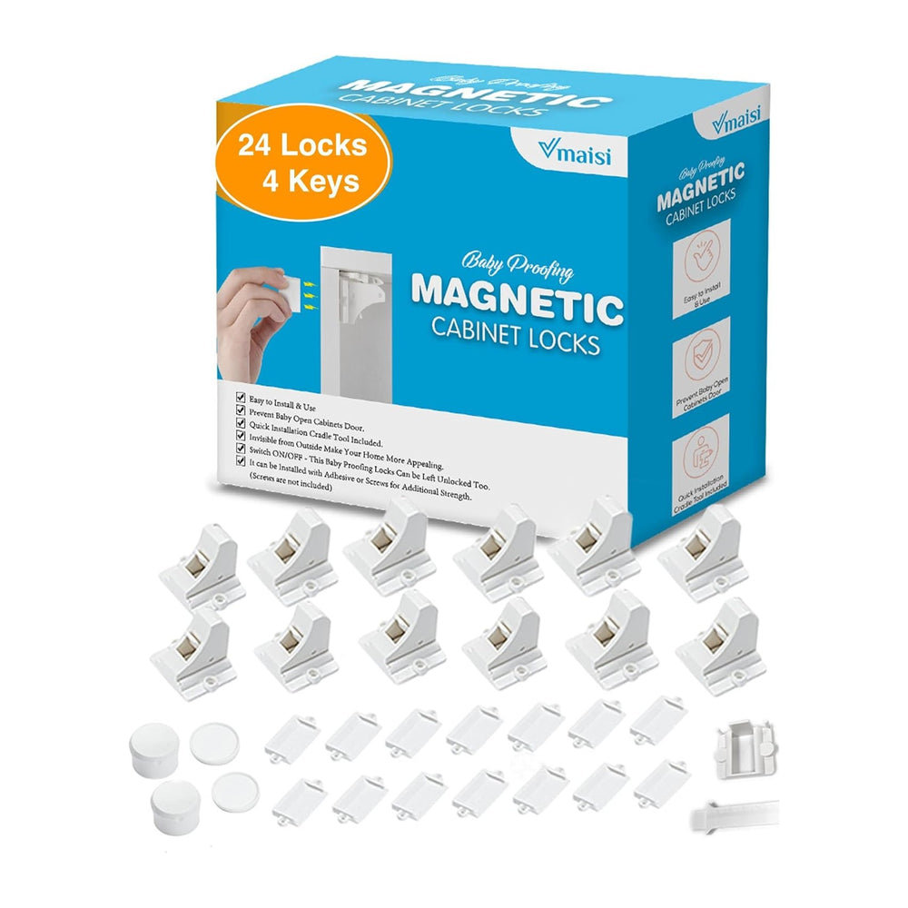 Vmaisi Adhesive Magnetic Locks for Cabinets & Drawers