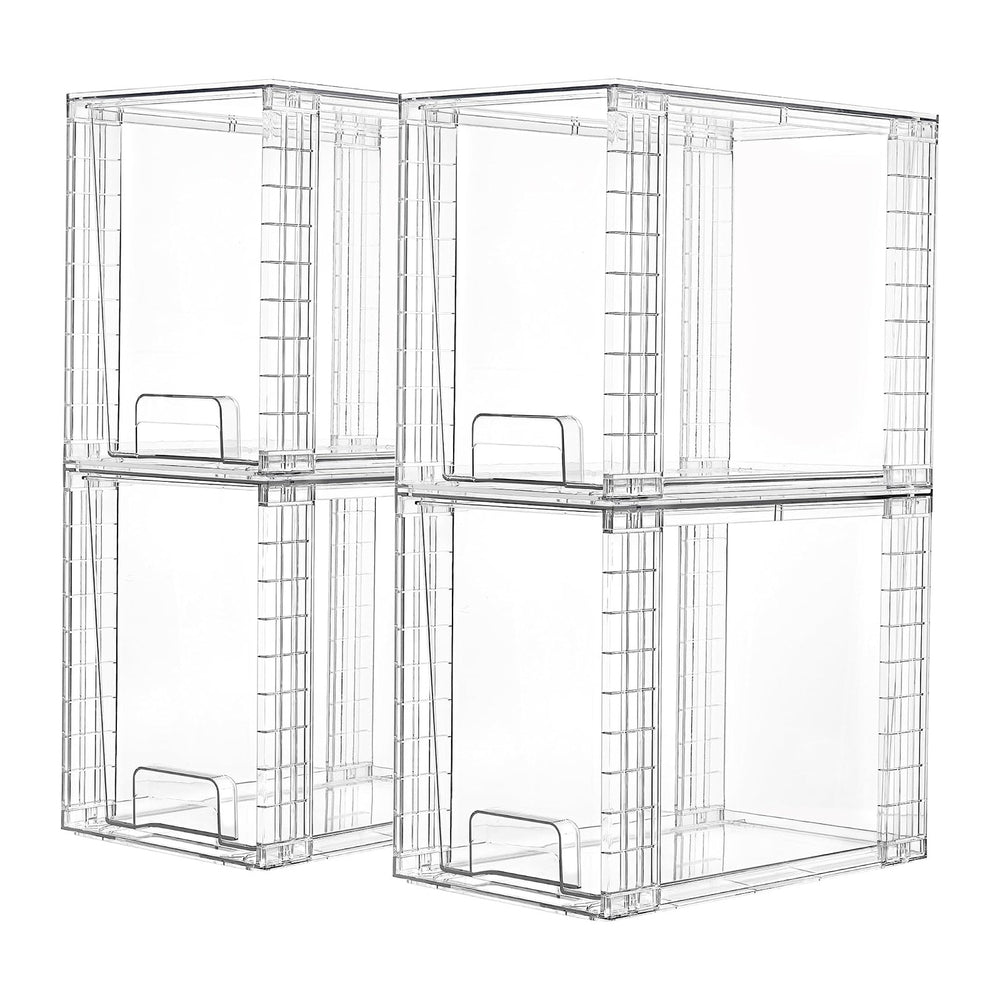 Vtopmart 4 Pack Clear Stackable Storage Drawers, 9.7" High Plastic Organ...