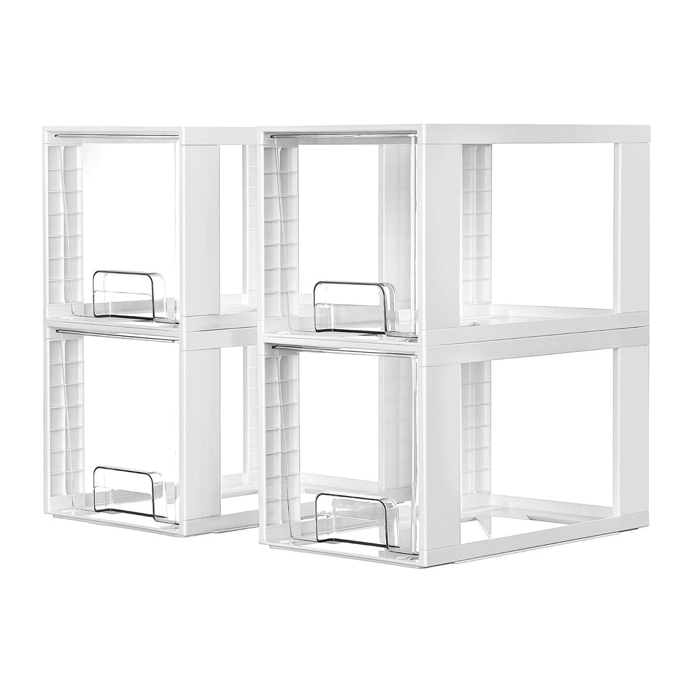 Vtopmart 4 Pack Large Stackable Storage Drawers, Easily Assemble Acrylic