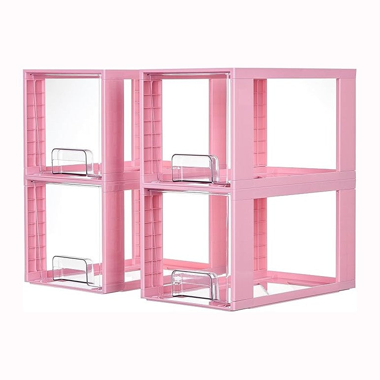 Vtopmart 4 Pack Large Stackable Storage Drawers, Easily Assemble Acrylic