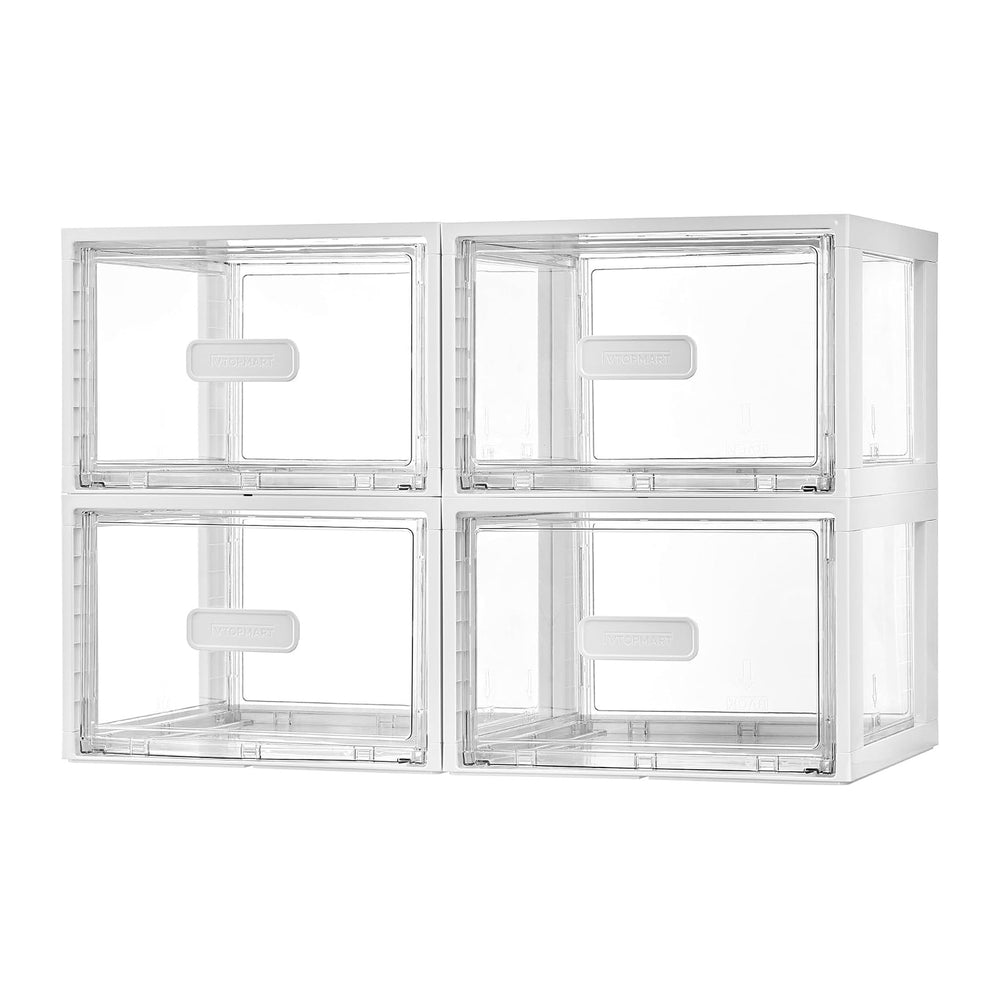 Vtopmart 4 Pack White Stackable Storage Drawers 15QT