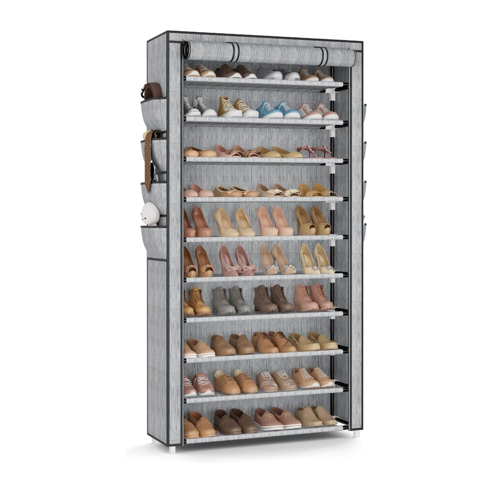 VTRIN Tall Shoe Rack with Cover, 10 Tier Shoe Organizer Storage for 50-55 Pai...