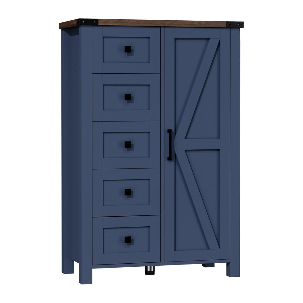 VVFLU Farmhouse Tall Dresser Chest of Drawer for Bedroom, 5 Drawer Storage Ca...