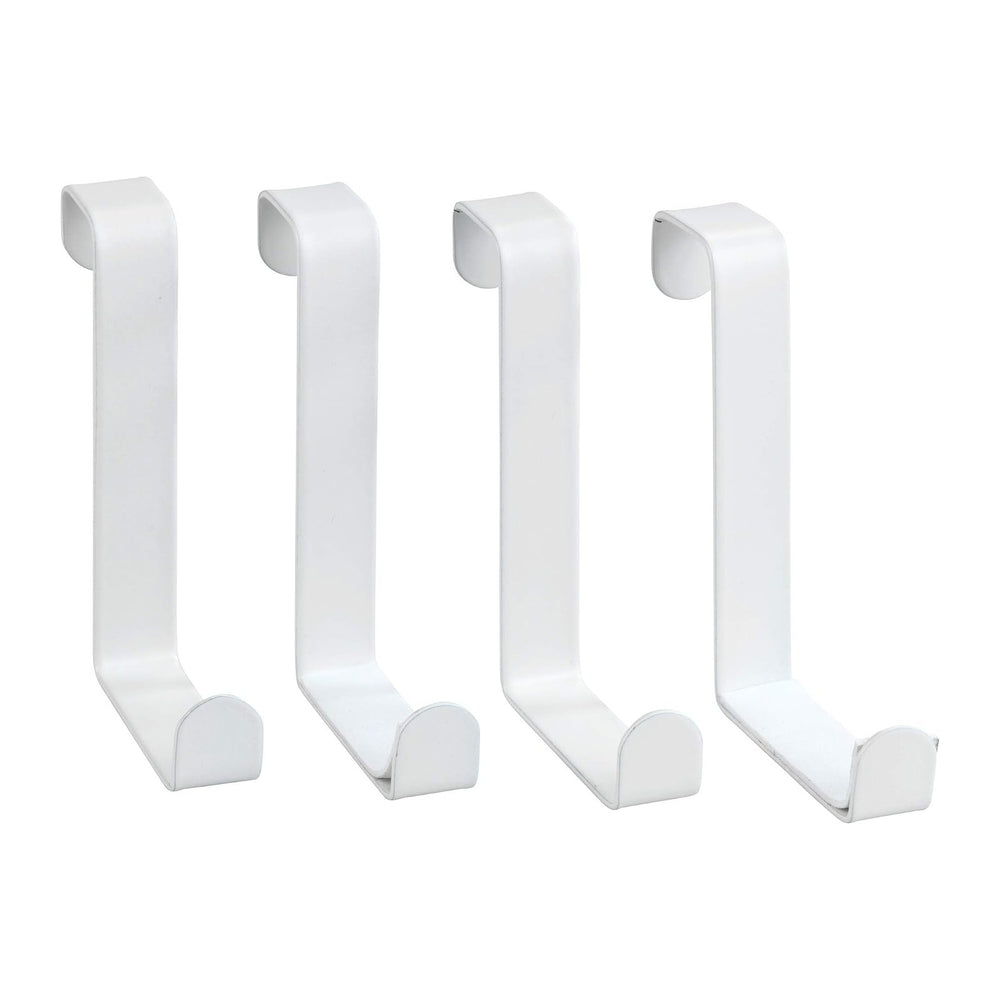 WENKO Crochet de porte blanc mat lot de 4 - Tringle de porte 4 crochets, Acie...
