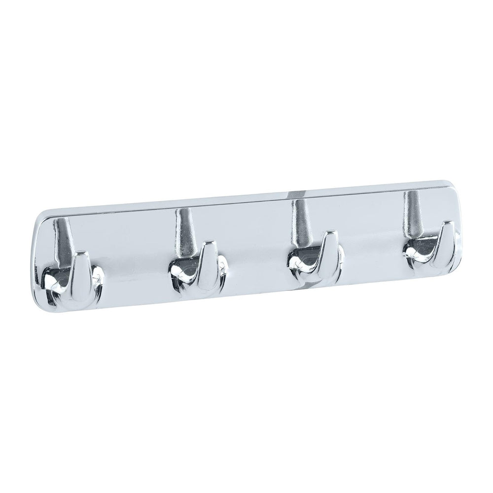 Wenko Strip Chrome-4 Hooks, Silver Shiny, 2.5 x 19 x 4.5 cm