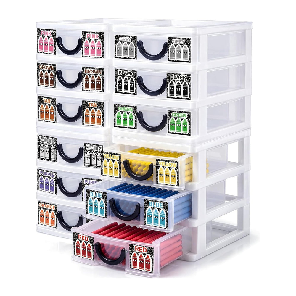 Wenqik 12 Pcs/ 4 Pack Plastic Crayon Organizer for Classroom Back to School