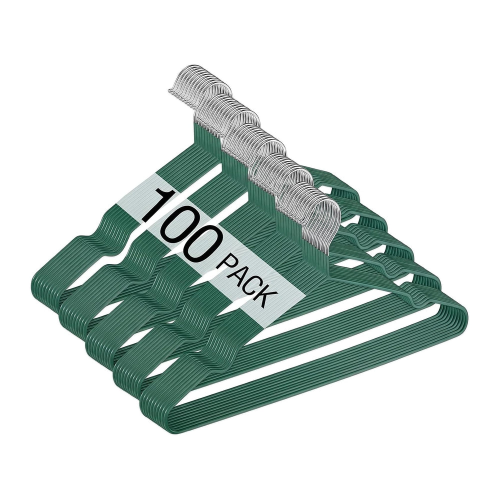 Wesiti 100 Pcs Metal Wire Non Slip Hangers for Clothes Space Saving Hanger St...