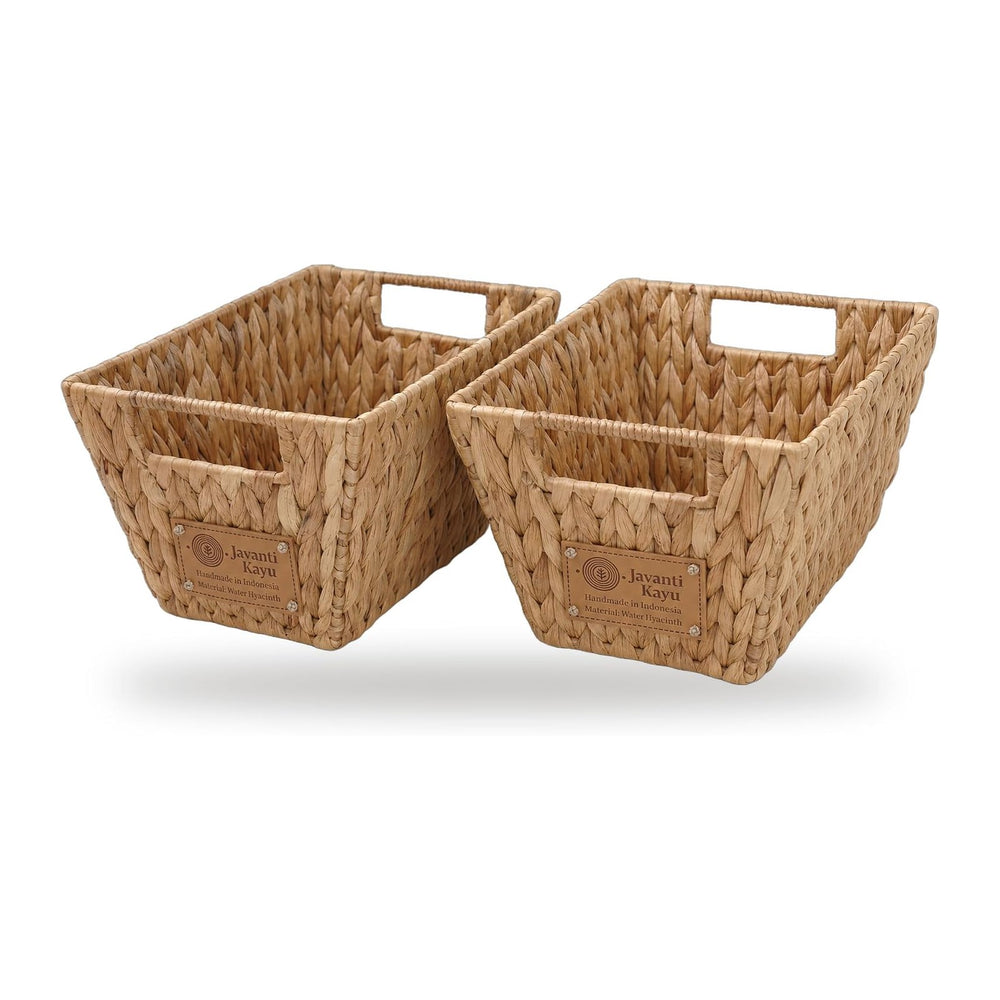 Wicker Storage Baskets with Handles, 2 Pack, 12" x 7" x 6" | T...