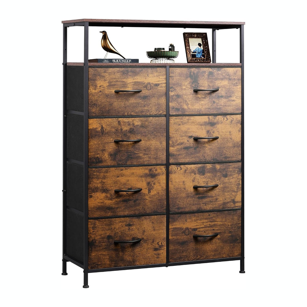 WLIVE Fabric Dresser for Bedroom with Open Shelves, Tall Dresser with 8 Drawe...
