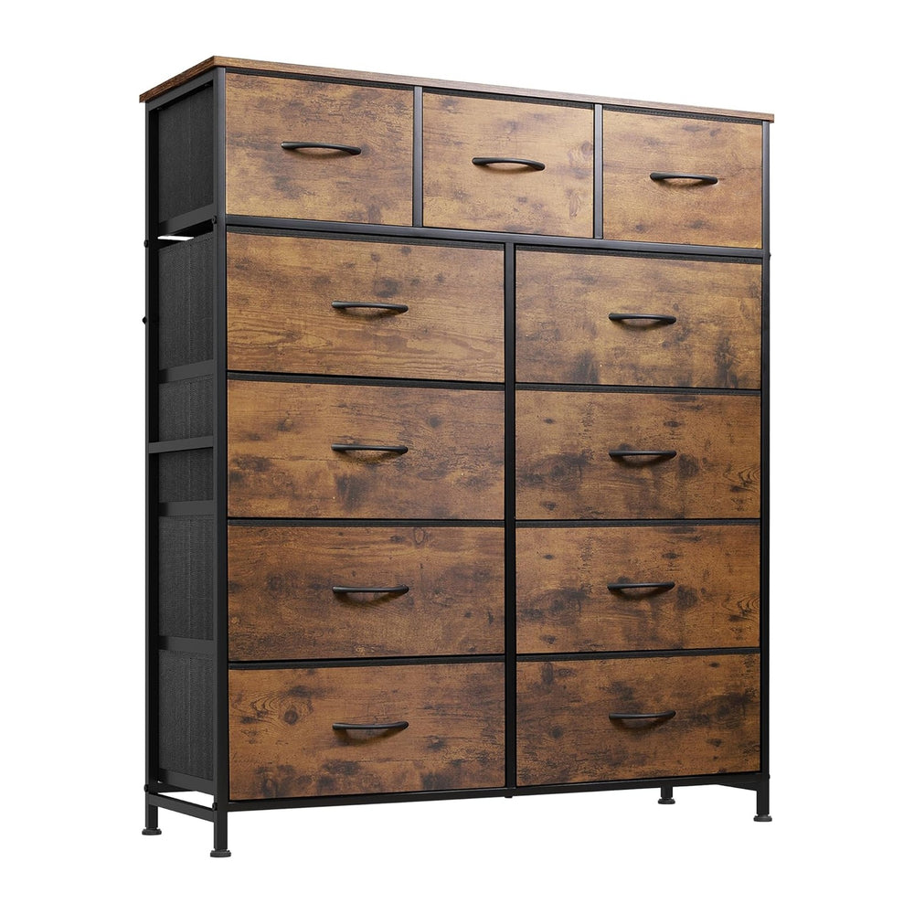 WLIVE Tall Dresser for Bedroom, 11 Drawer Chest of Drawers, Rustic Brown