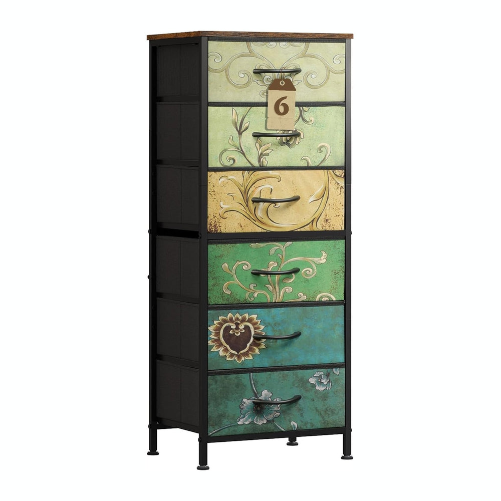 WLIVE Tall Dresser for Bedroom, 6 Drawer Dresser, Floral