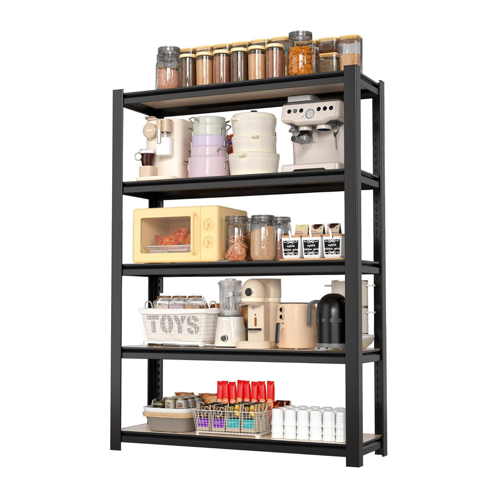 WORKPRO 5-Tier Black Shelving with Board, 36.2”Wx16.5”Dx72”H, 3000LBS Load