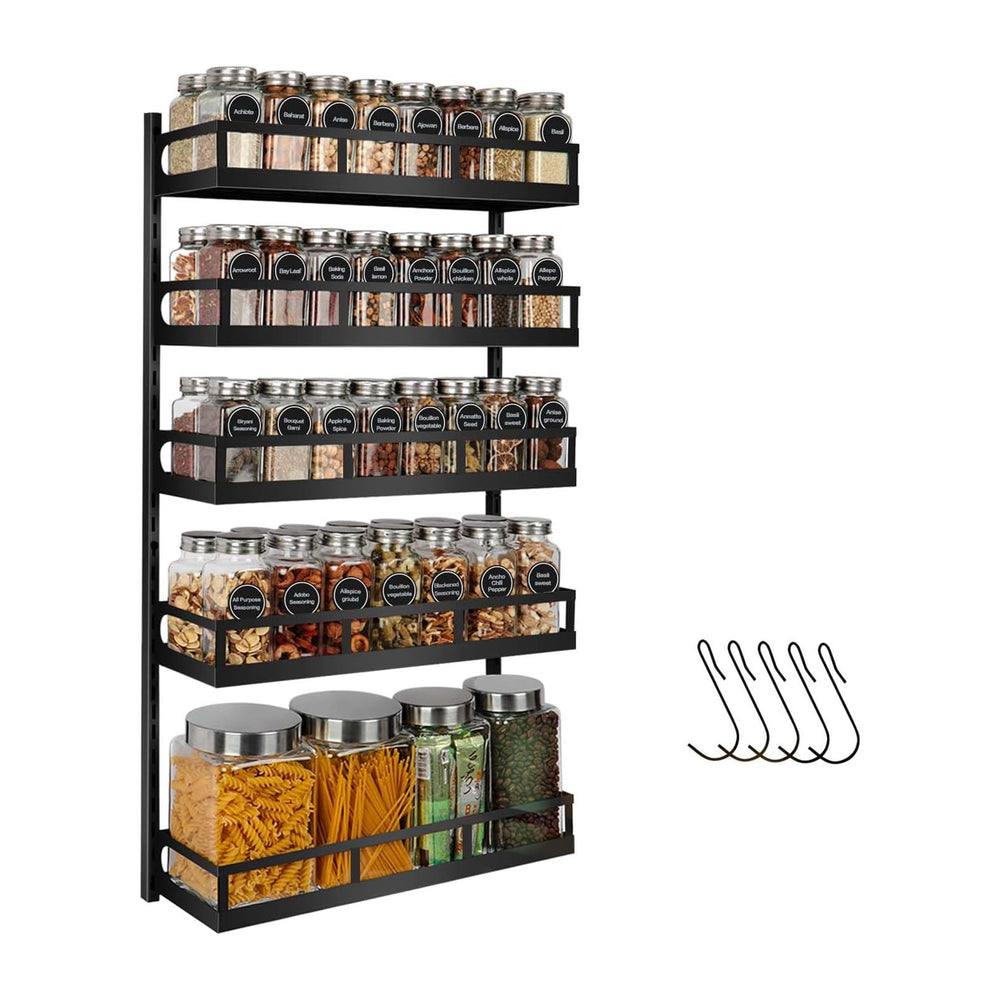 X-cosrack Wall Mount Spice Rack Organizer 5 Tier Height-Adjustable Hanging Sp...