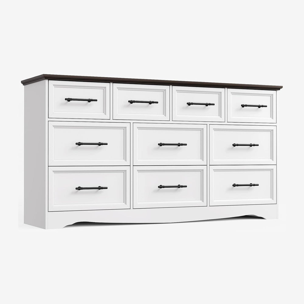 YANSNWO White 10 Drawer Dresser for Bedroom, 59" Wide Chest of Drawers