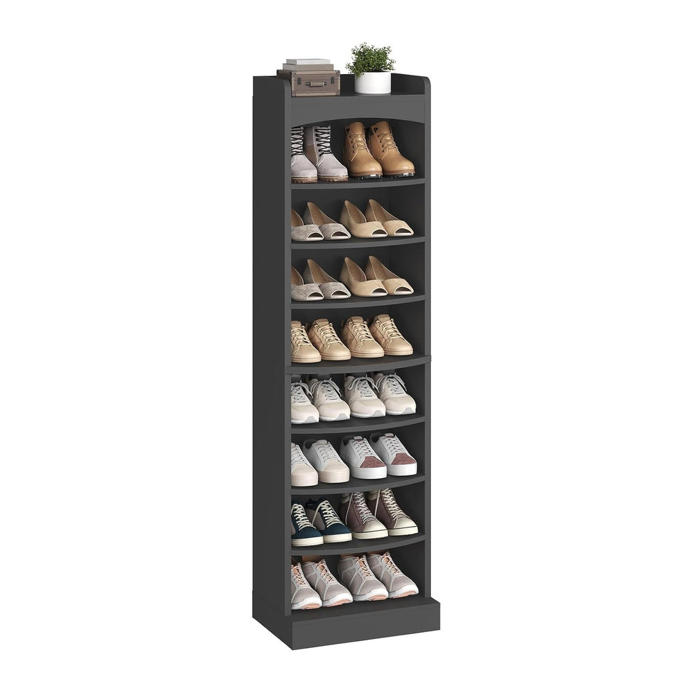 YATINEY 9-Tier Tall Shoe Rack, Wooden Shoe Storage Organizer, Narrow Shoe Cab...