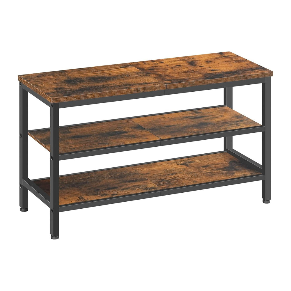 YATINEY Wooden Shoe Bench, 3-Tier Industrial Shoe Storage Bench, Sturdy Shoe ...