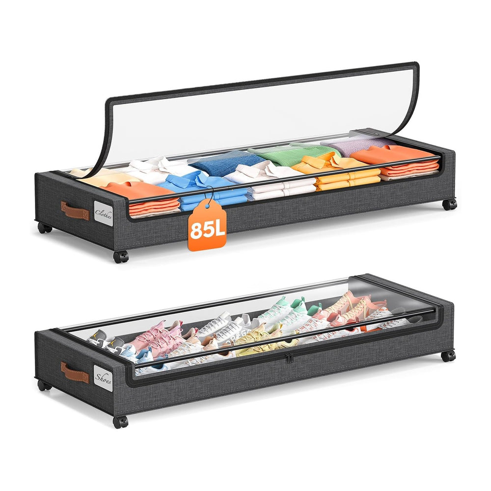 Yecaye 85 L Under Bed Storage with Wheels, 2 Pack Extra Large Under Bed Stora...