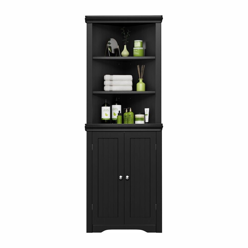 YESHOMY Corner Cabinet, Storage Cupboard with Doors, Black