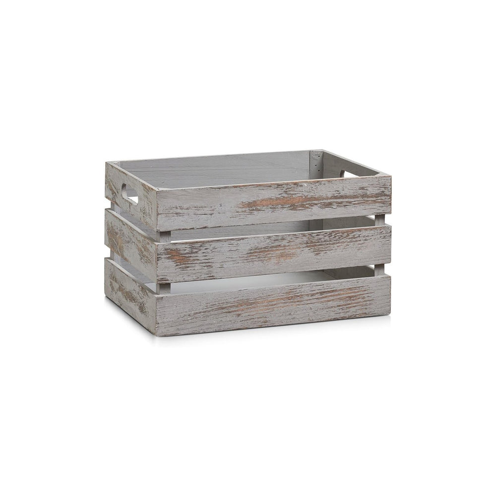 Zeller 15137 Paulownia Wood Storage Box, Vintage Grey, 35 x 25 x 20 cm